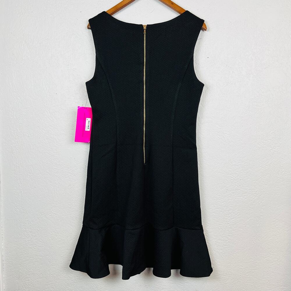 NEW! Betsey Johnson Sheath Dress Half Zip Black Ruffle Hem - 12 - Picture 3 of 4